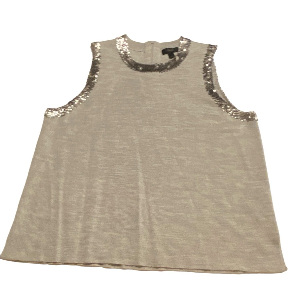 J. Crew sequin tank women’s sz Large 50% merino wool lightweight summer evening